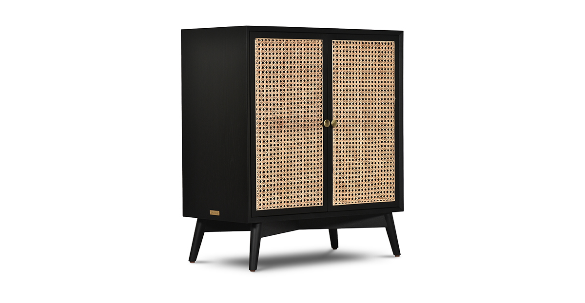 Lap and Dado Wells Rattan Bar Black 2