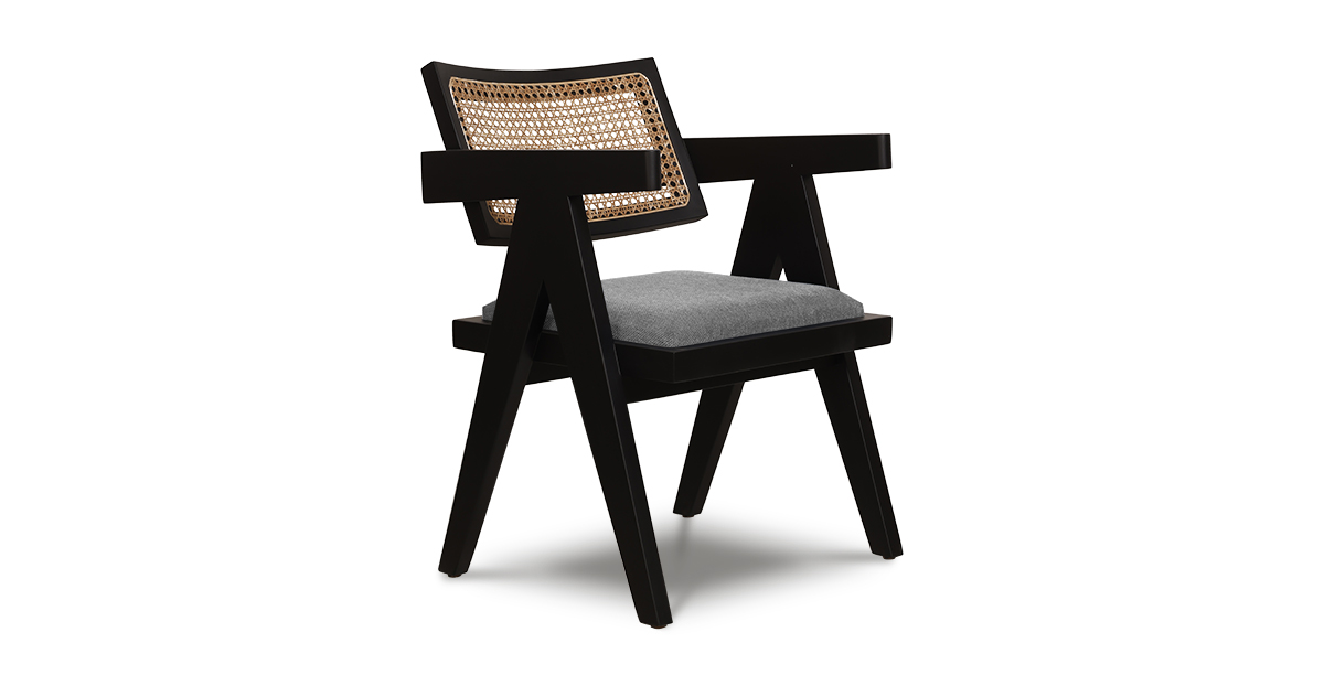 Lap and Dado Lyon Oak Armchair - Black - Bingle Gull 1