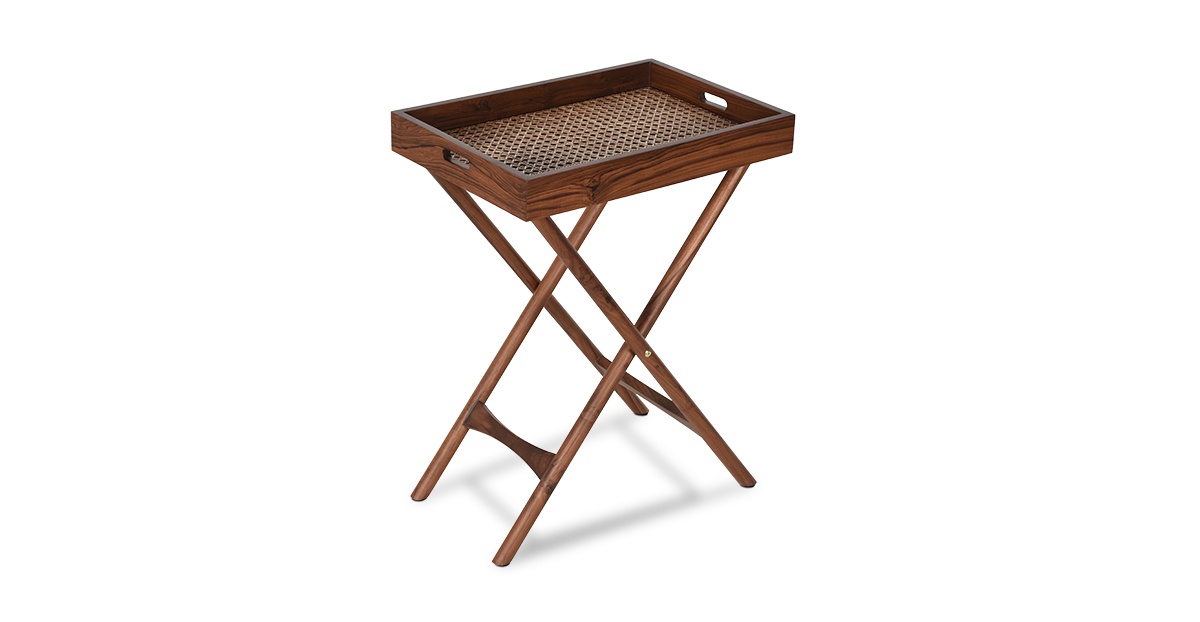Lap and Dado Amora Teak and Rattan Tray Table 1