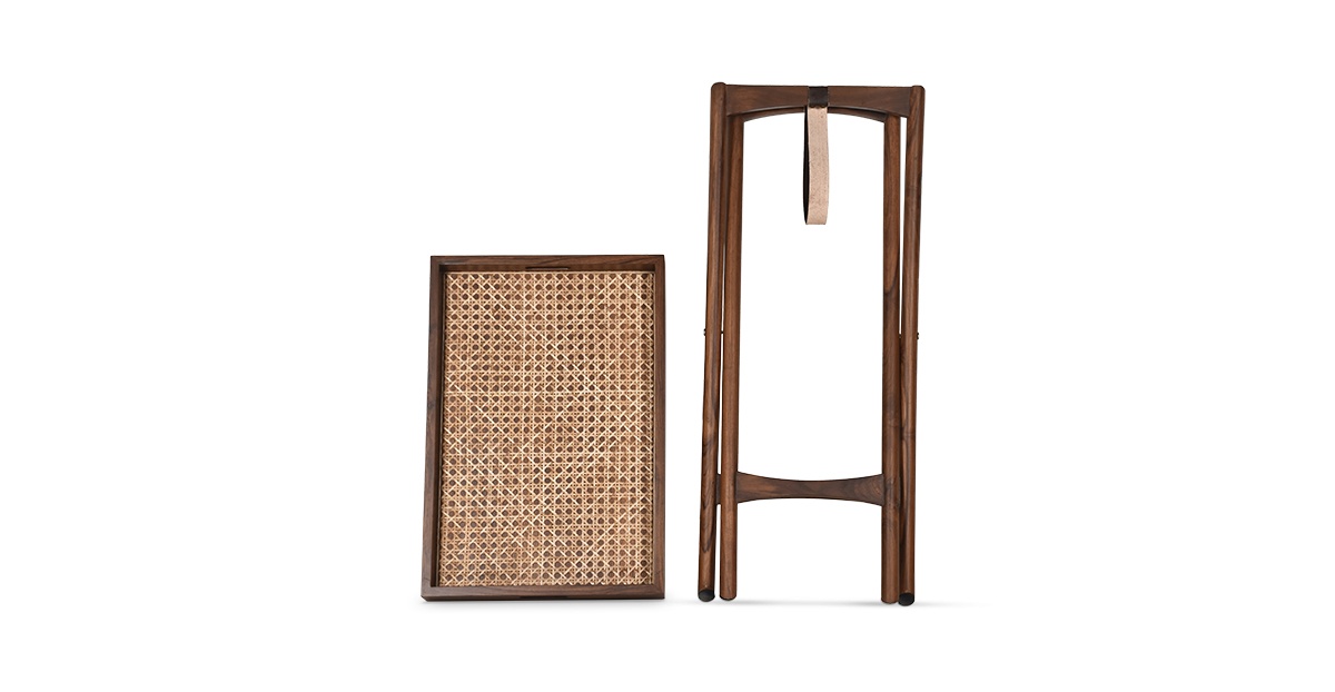 Lap and Dado Amora Teak and Rattan Tray Table 4