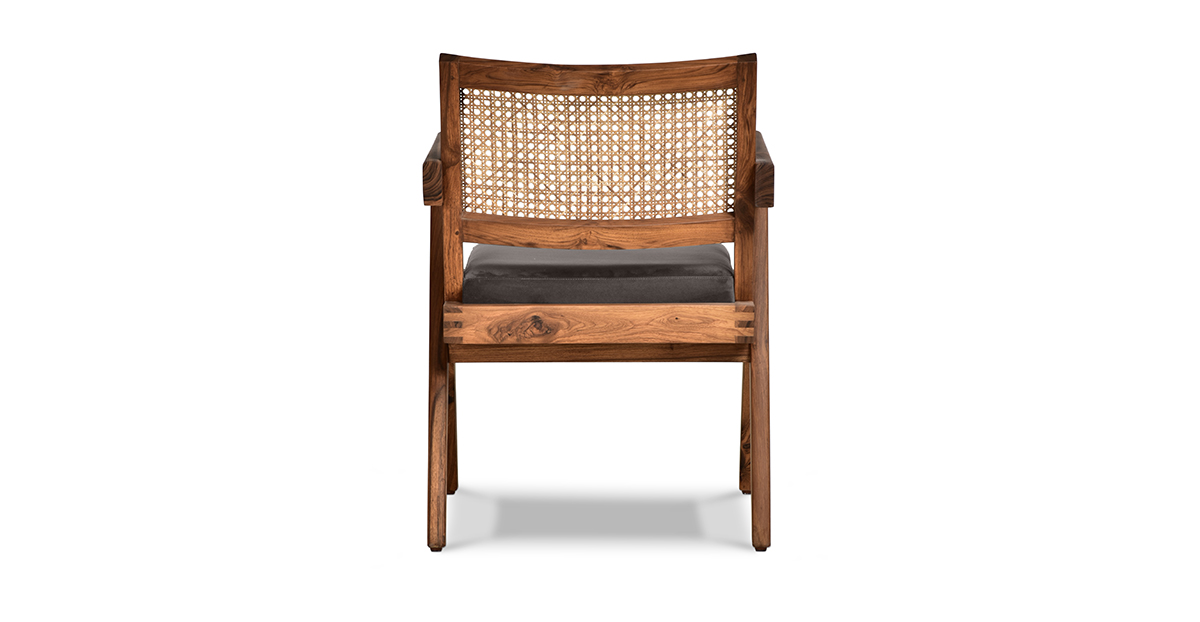 Lap and Dado Lyon Teak and Rattan Dining Chair - Plush Charcoal 3