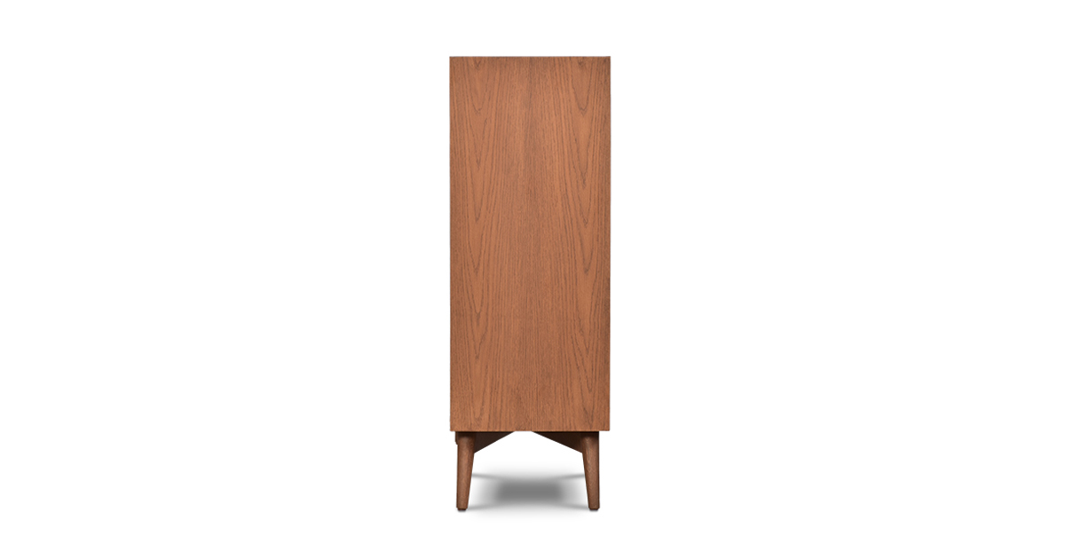 Lap and Dado Allen Oak and Rattan Bar with Lock - Teak Finish 5