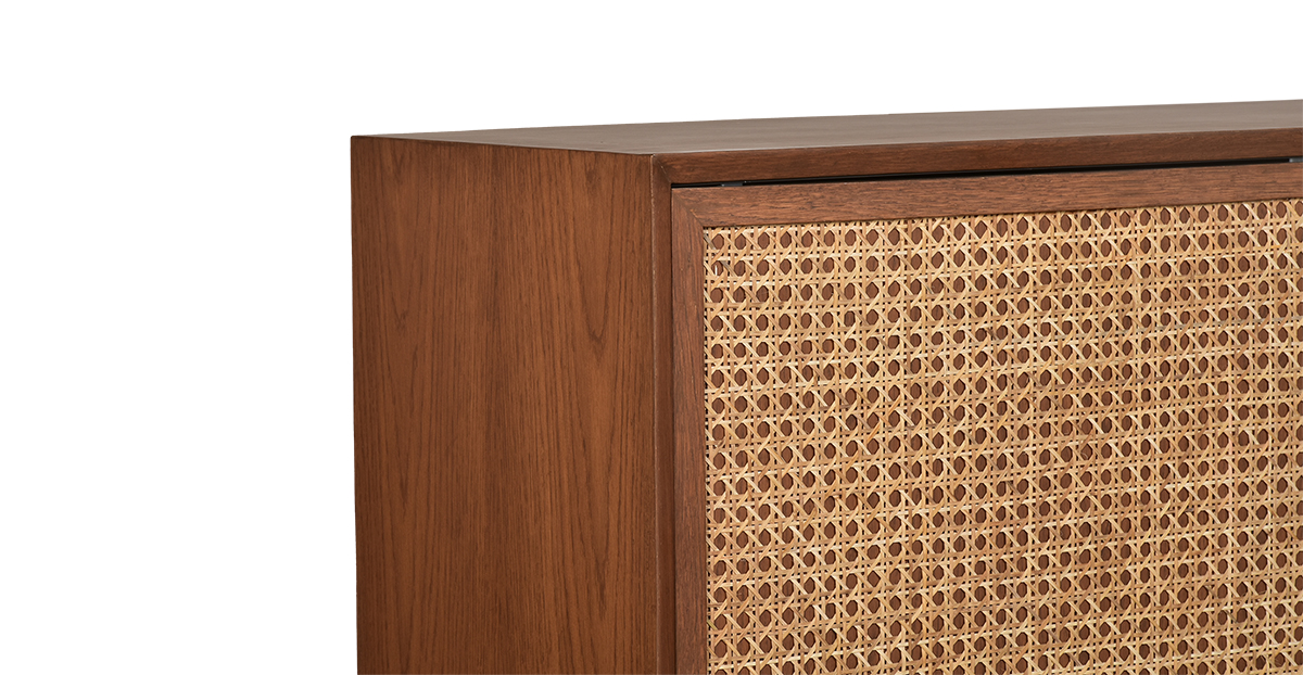 Lap and Dado Allen Oak and Rattan Bar with Lock - Teak Finish 7