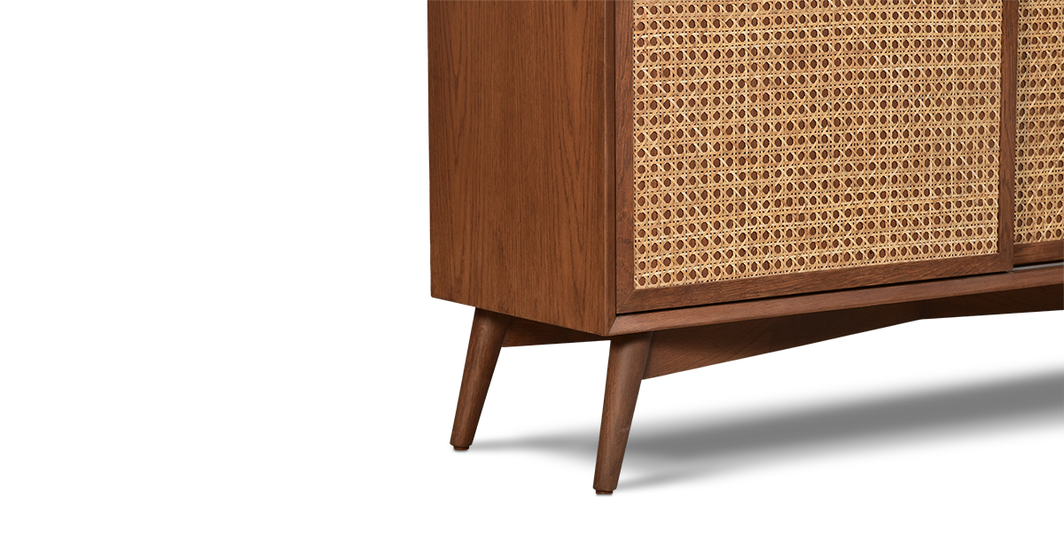 Lap and Dado Allen Oak and Rattan Bar with Lock - Teak Finish 8
