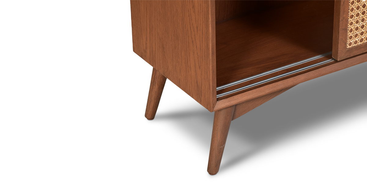 Lap and Dado Allen Oak and Rattan Bar with Lock - Teak Finish 9