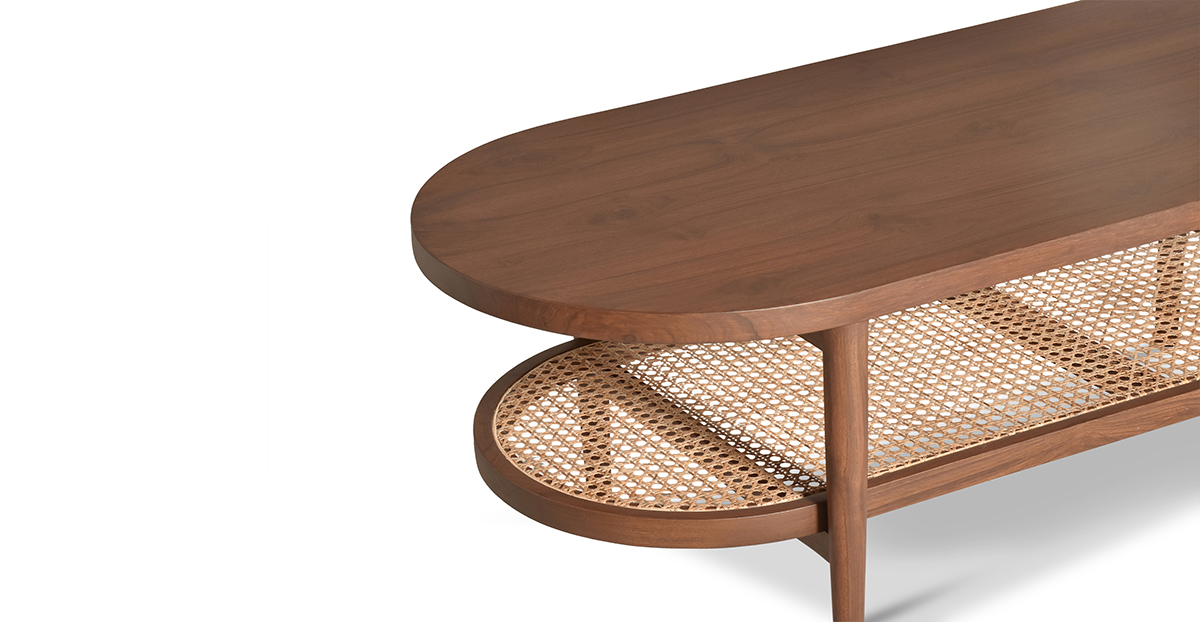 Lap and Dado Sitka Teak and Rattan Coffee Table 4