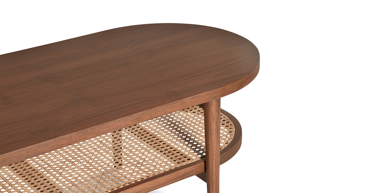 Lap and Dado Sitka Teak and Rattan Coffee Table 5