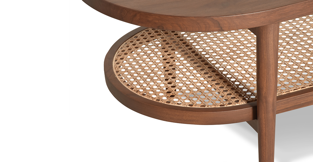 Lap and Dado Sitka Teak and Rattan Coffee Table 6