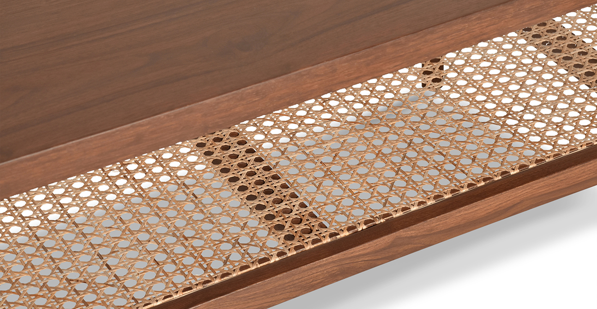 Lap and Dado Sitka Teak and Rattan Coffee Table 7