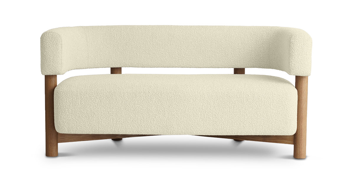 Lap and Dado Avesta Oak Boucle Sofa - Ivory 1