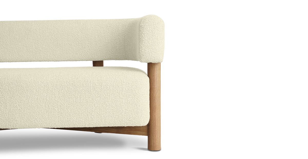 Lap and Dado Avesta Oak Boucle Sofa - Ivory 6