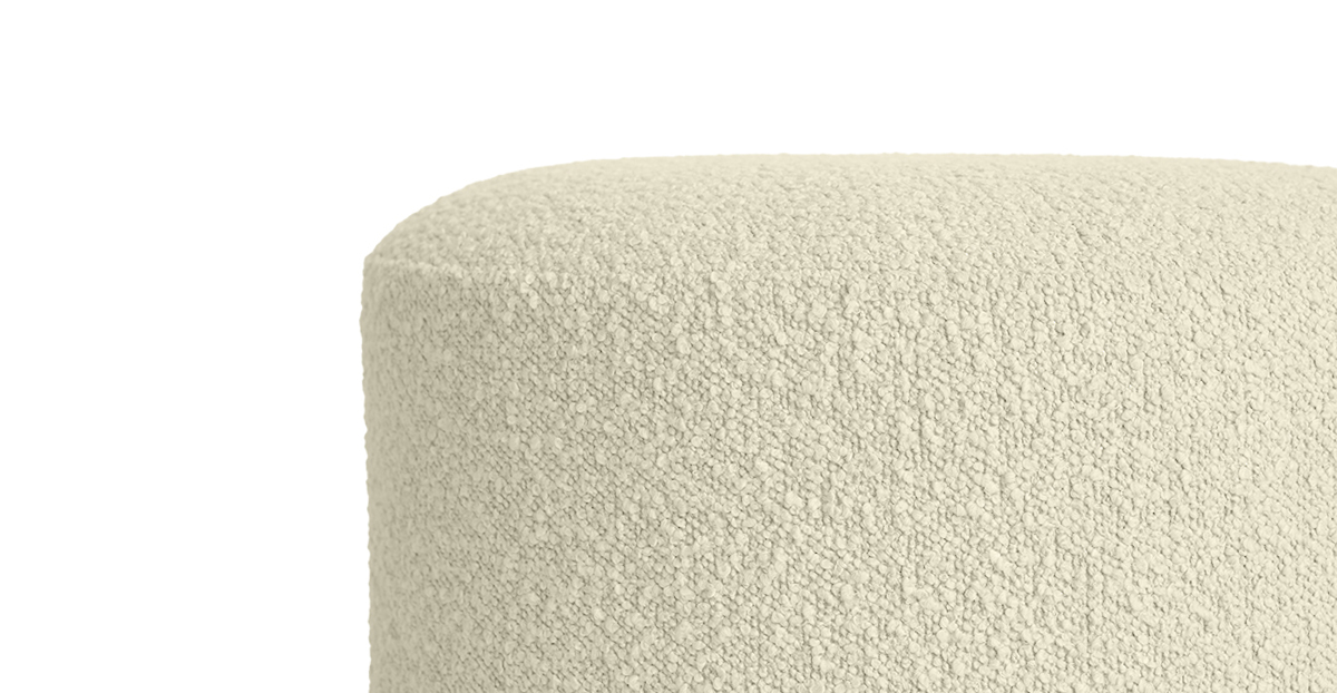Lap and Dado Oslo Oak Boucle Ottoman Teak Finish- Ivory2
