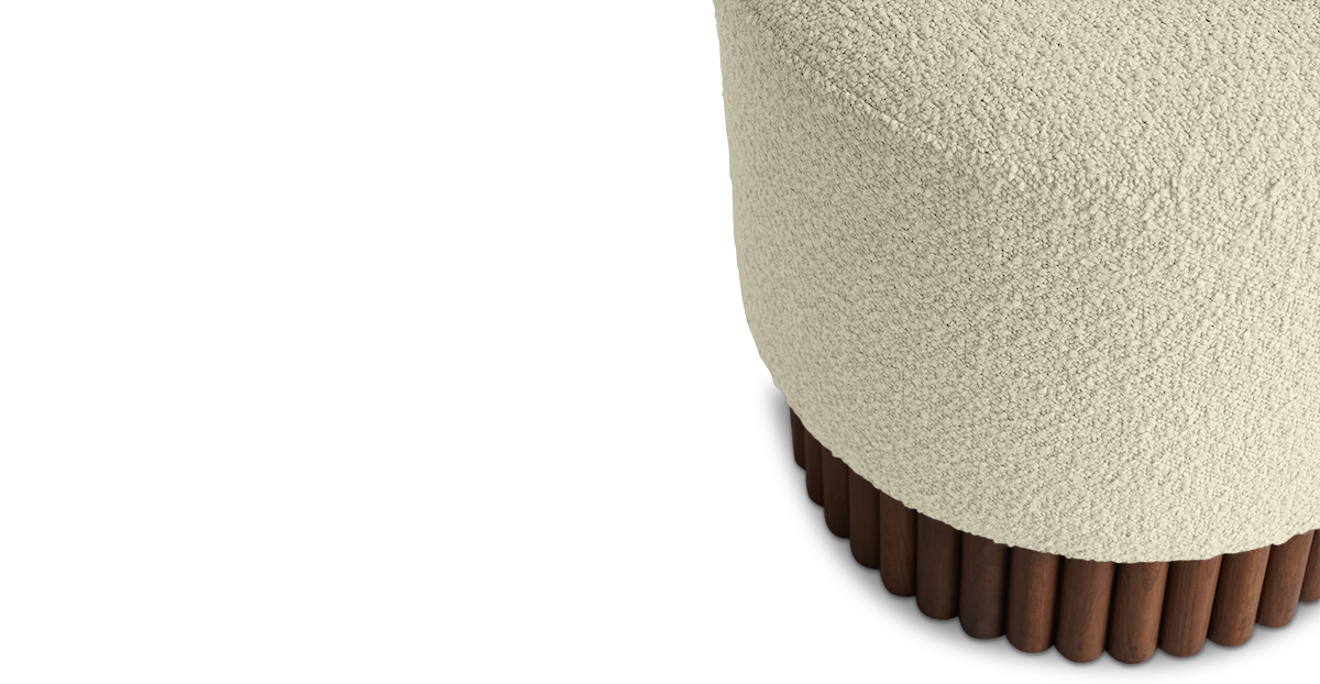 Lap and Dado Oslo Oak Boucle Ottoman Teak Finish- Ivory4