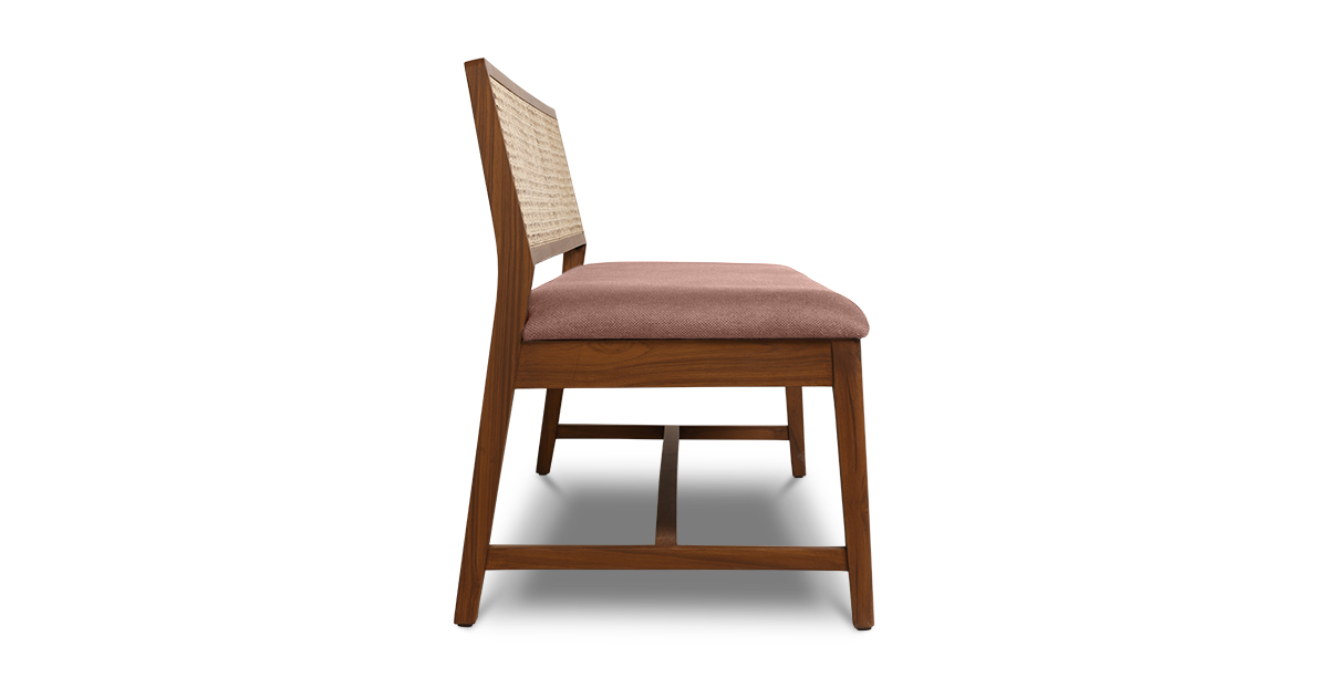 Lap and Dado Malda Teak and Rattan Armless Bench - Bingle Terracotta 2