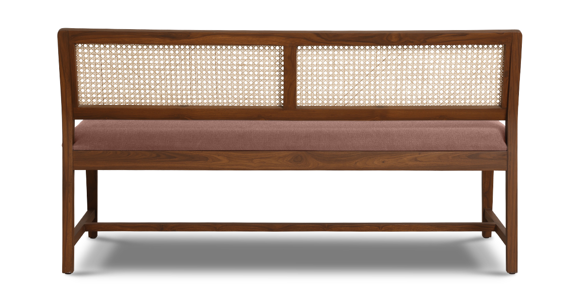 Lap and Dado Malda Teak and Rattan Armless Bench - Bingle Terracotta 3