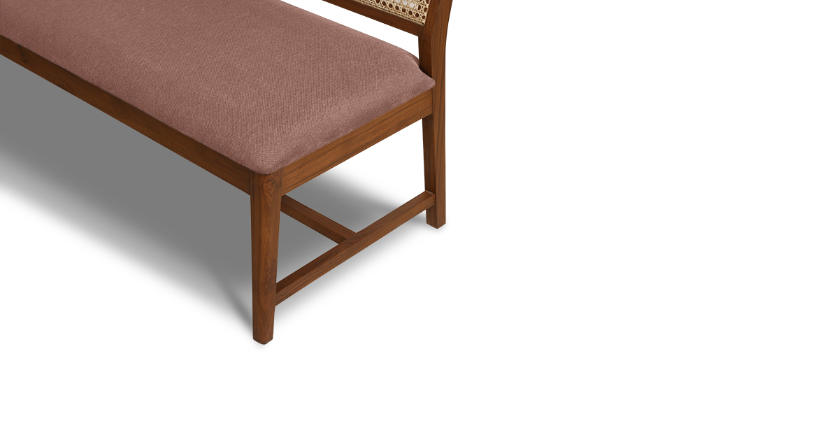 Lap and Dado Malda Teak and Rattan Armless Bench - Bingle Terracotta 6