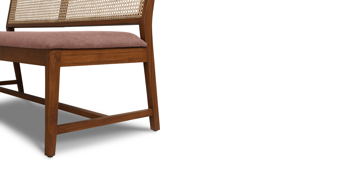 Lap and Dado Malda Teak and Rattan Armless Bench - Bingle Terracotta 7