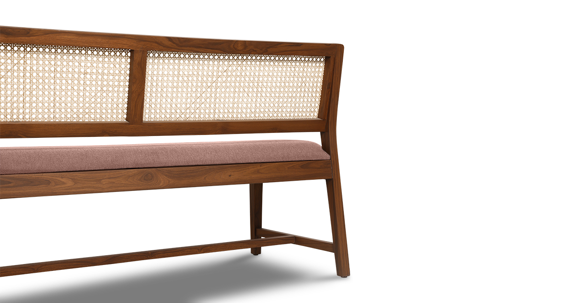 Lap and Dado Malda Teak and Rattan Armless Bench - Bingle Terracotta 8