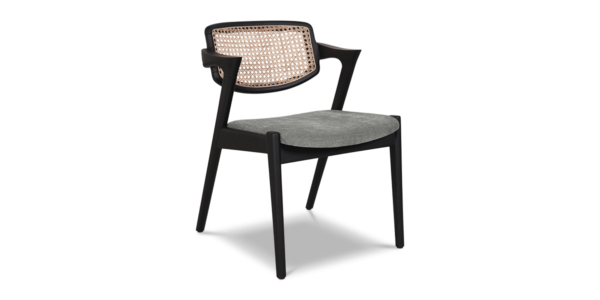 Faro Oak and Rattan Chair - Black