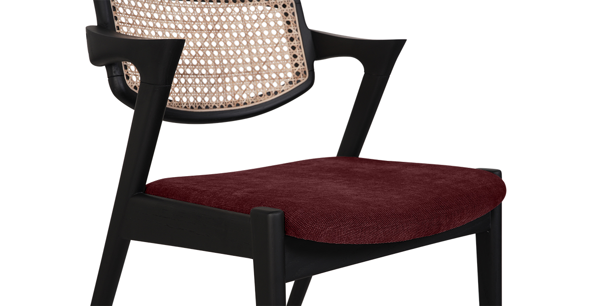 Lap and Dado Faro Oak and Rattan Chair Black - Copeland Sumac 6