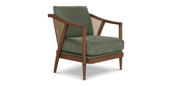 Moss Oak and Rattan Armchair - Teak Finish