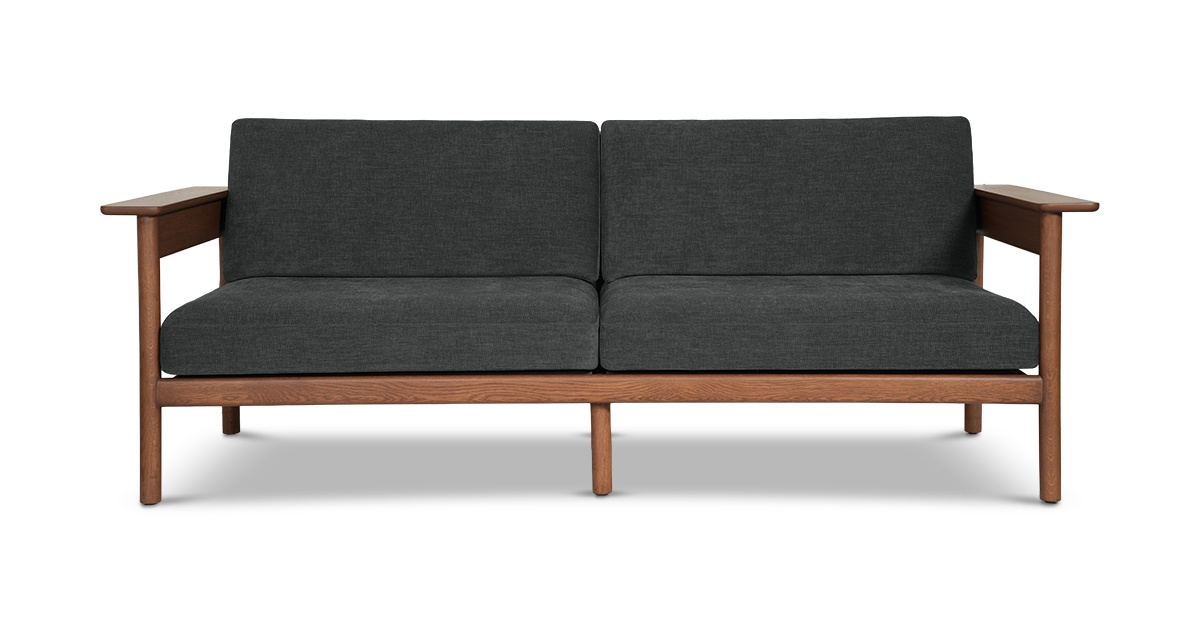 Lap and Dado Dalton Oak Sofa - Teak Finish Copeland Charcoal 1