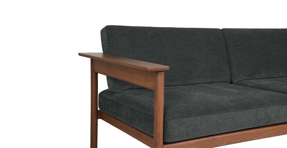 Lap and Dado Dalton Oak Sofa - Teak Finish Copeland Charcoal 7