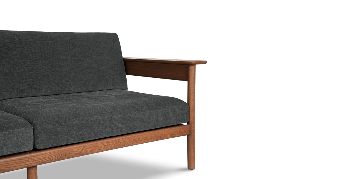 Lap and Dado Dalton Oak Sofa - Teak Finish Copeland Charcoal 8