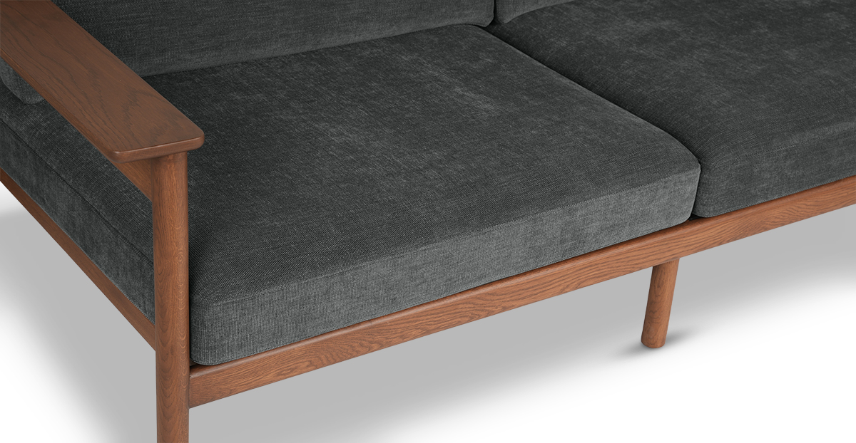 Lap and Dado Dalton Oak Sofa - Teak Finish Copeland Charcoal 9