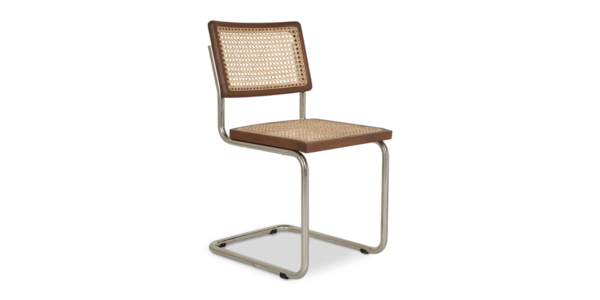 Halden Oak and Rattan Chair with Steel Legs – Teak Finish