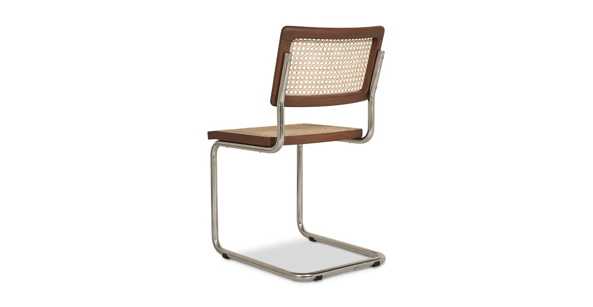 Lap and Dado Halden Oak and Rattan Chair with Steel Legs - Teak Finish 4