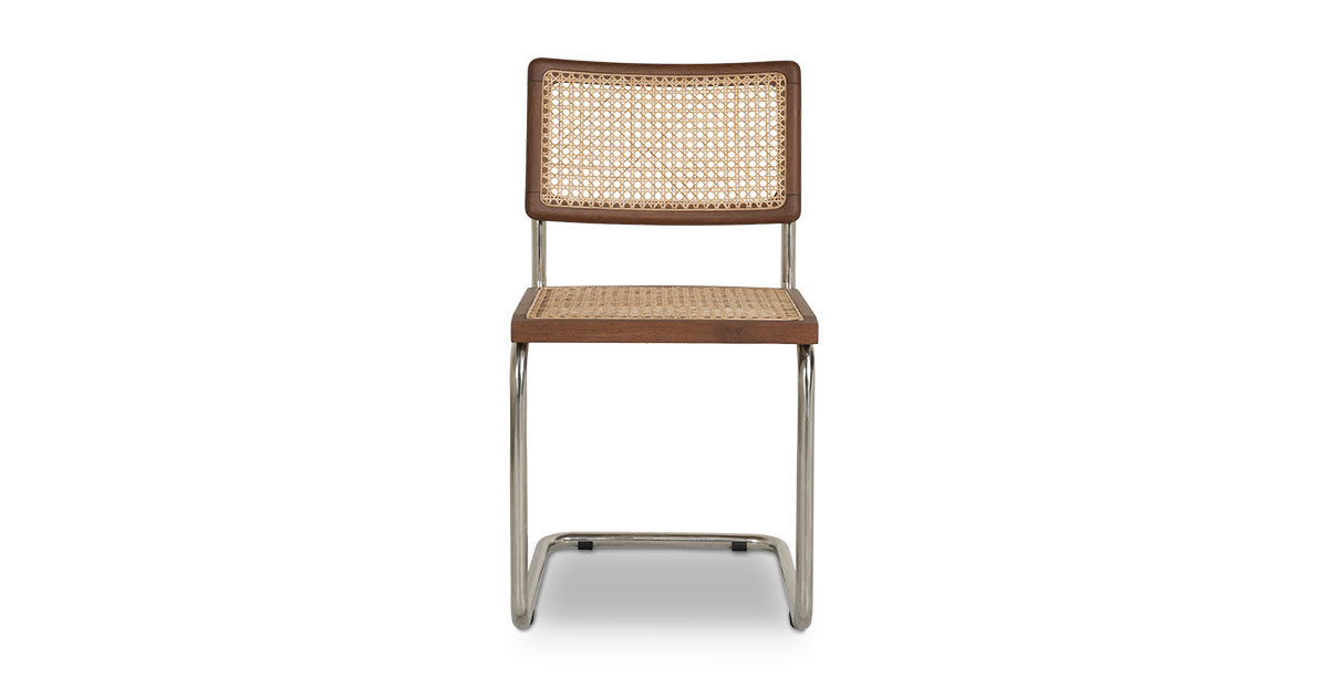 Lap and Dado Halden Oak and Rattan Chair with Steel Legs - Teak Finish 5