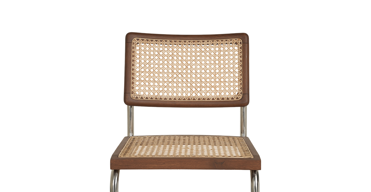 Lap and Dado Halden Oak and Rattan Chair with Steel Legs - Teak Finish 6