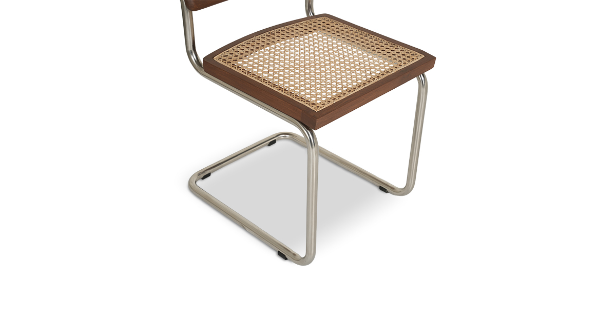 Lap and Dado Halden Oak and Rattan Chair with Steel Legs - Teak Finish 7