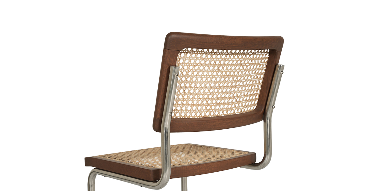 Lap and Dado Halden Oak and Rattan Chair with Steel Legs - Teak Finish 8