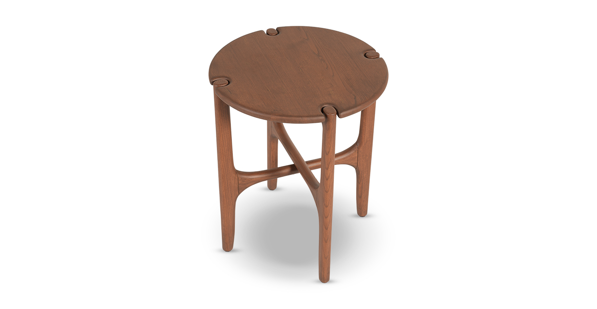 Lap and Dado Rio Ash Side Table - Teak Finish 4